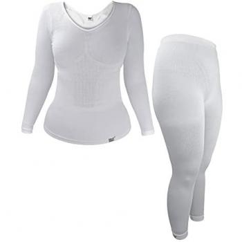Heat Holders Women's Extra Warm Thermal Underwear Set - Long Sleeve Top & Long Janes (L/XL, White)