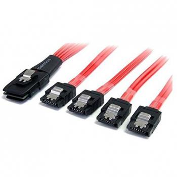 StarTech.com 1m Serial Attached SCSI SAS Cable - SFF 8087 to 4X Latching SATA - SATA (100g, Black/Red)