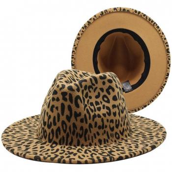 Leopard Print Wide Brim Panama Hat