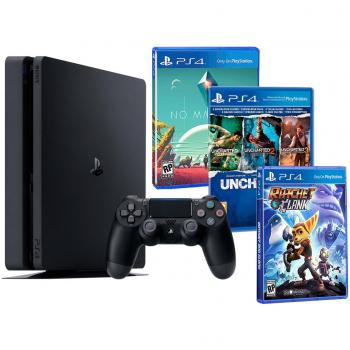 Playstation 4 Consola PS4 Slim 500Gb PACK FAMILIAR + 5 Juegos - Ratchet & Clank + No Man's Sky + Uncharted: The Nathan Drake Collection