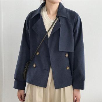 Colorfaith Autumn Winter Women's Cargo Windbreaker Casual Vintage Pockets Outerwear Oversize Short Trench Tops JK7962