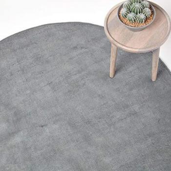 Large Round Cotton Rug in Grey - Hand Tufted