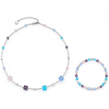 Leonardo Jewels Damen Set: Halskette + Armband, Glas (16 Farben) – 016290