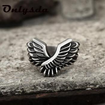 Engel Flügel Edelstahl Punk Biker Ring für Männer