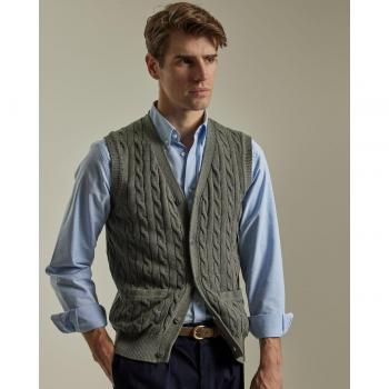 Chaleco Hombre Punto Gris con Botones y Bolsillos
