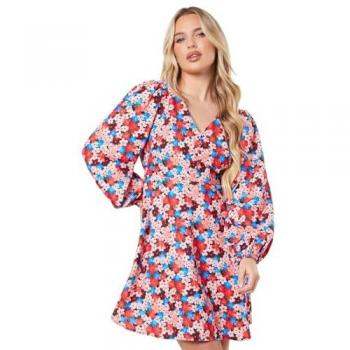 Petite Floral Ditsy Button Front Mini Dress