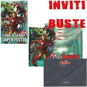 Avengers - Blocchetto 10 Inviti alla Festa con Buste