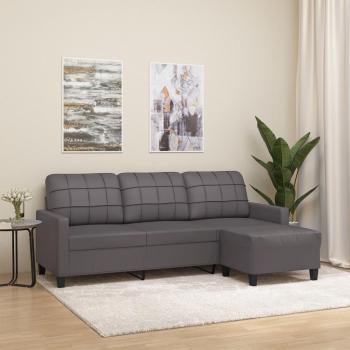 Conjunto Sofá + Taburete Gris Sintético Maison