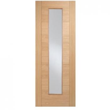 LPD Vancouver Pre-Finished Oak 5P 1L Clear Glass Internal Fire Door - 1981mm x 838mm x 44mm (78 x 33)