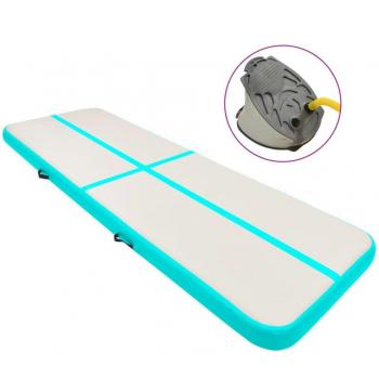 Tappetino Gonfiabile per Ginnastica e Pompa 400x100x20 cm PVC Verde
