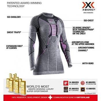Maglia intima X-Bionic Apani Merino manica lunga grigio rosa donna - L