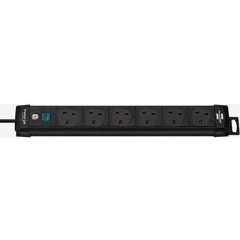 Brennenstuhl Premium-Line 6-Way Extension Lead Black 3m