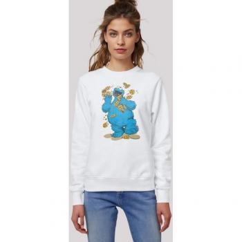 F4NT4STIC Sesamstraße Cookie Monster Premium-Sweatshirt Damen XL Weiß, Rundhals, Langarm ohne Bündchen