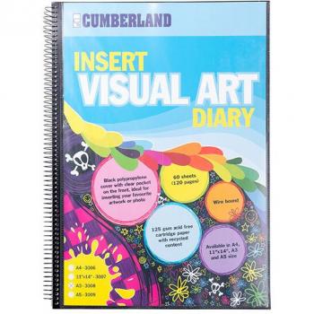 Cumberland Visual Art Diary A3 Portrait With Insert Cover Black