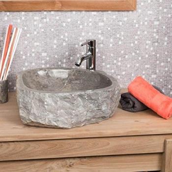 Lavabo sobre encimera grande Roca de mármol gris