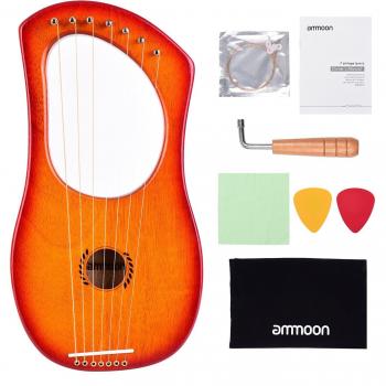 Ammoon 7-String Okoume Wood Lyre Harp