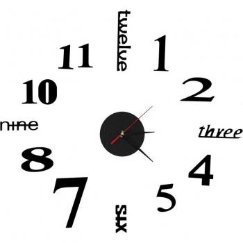 Reloj de pared DIY grande con espejo 3D para decoración