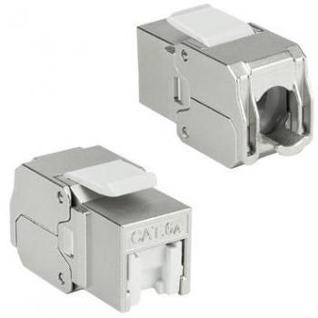 ACT Keystone Jack RJ45 CAT6A geschirmt werkzeuglos mit Blende, Server Zubehör, Silber