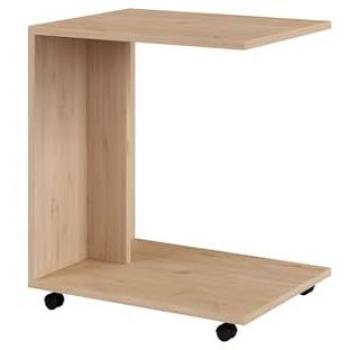 FWStyle Natural Oak Mobile Sofa‑End Laptop Table – Under‑Sofa Side Table on Wheels, Scratch‑Resistant Finish, Small Modern Coffee & Snack Table