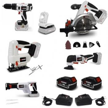 Pack Outillage X-Performer 4Ah - Perceuse Visseuse - Scie Sauteuse - Circulaire - Sabre - Multifonction - Lampe
