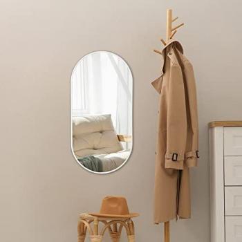 Ovale specchio parete in bianco opaco 30x60 cm