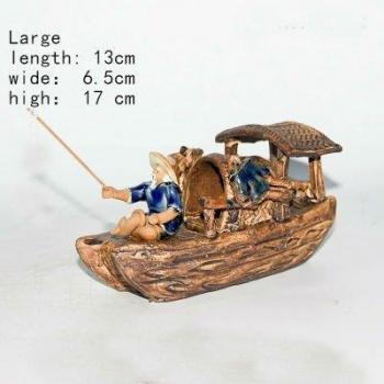 Ceramic Fishing Boat Aquarium Decoration