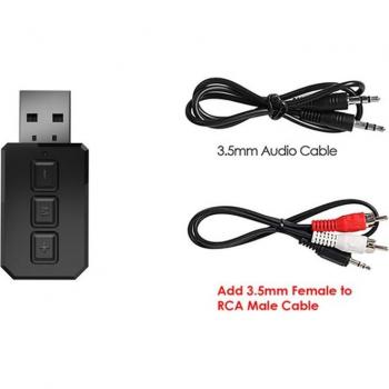 Bluetooth 5.0 USB Receiver & Transmitter with Built‑In Mic – Car, PC, Laptop, TV, Headphones