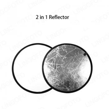 2-in-1 Round Studio Light Reflector Silver & White NP6121