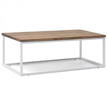 Tavolino Basso Icub U Legno Massello di Pino Bianco 120x60x43cm Stile Industriale Vintage