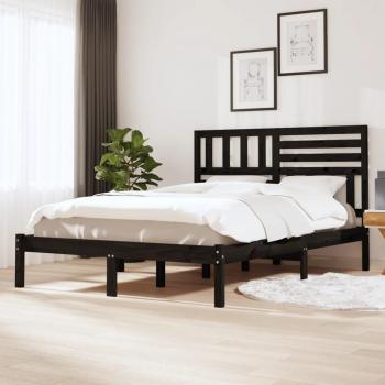 VidaXL Solid Wood Bed Frame 140x190 cm in Black