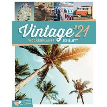 Vintage - Wochenplaner Kalender 2021, Wandkalender im Hochformat