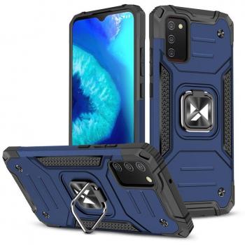 Cover Smartphone Wozinsky Ring Armor blu con supporto magnetico per Galaxy A03s