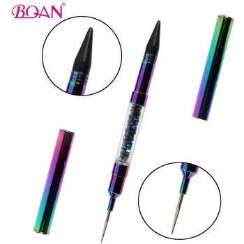 Dual-ended Nail Art Dotting Pen with Rhinestone Handle
