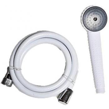 Conjunto de alcachofa de ducha con manguera de PVC, 150 cm, blanco
