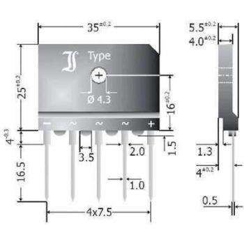Diotec DBI25-16A 3-Phase Diode Bridge SIL 5 1600V 25A
