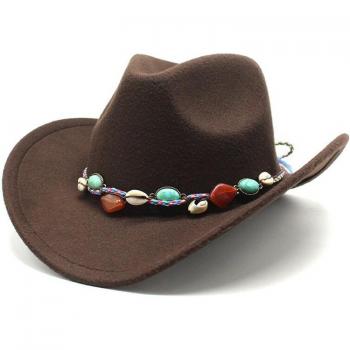 Chapeau Western pour hommes et femmes, bandeau en cuir, large bord, style Pop Jazz, Fedora en laine d'hiver, taille 56-58CM