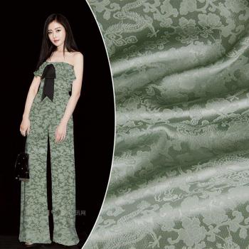Tissu coton-lin imprimé vert 0.5 m