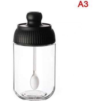 Contenant en verre 250ml pour condiments avec cuillère