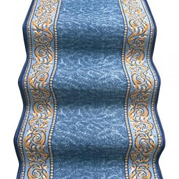 Passatoia Scala Bordata 67x260 cm Ingresso Corridoio Tappeto Cucina Gradini Stile Barocco Blu