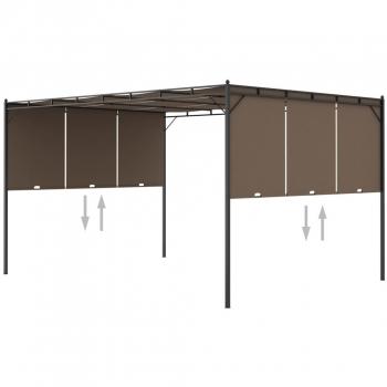 VidaXL Garden Gazebo with Side Curtain 4x3x2.25 m Taupe