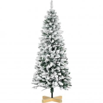 HOMCOM 5 Foot Snow Flocked Xmas Pencil Tree