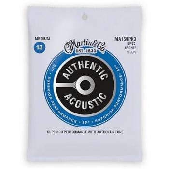 Martin Martin MA150PK3 Authentic SP 80/20 13-56 Guitar Strings Pack