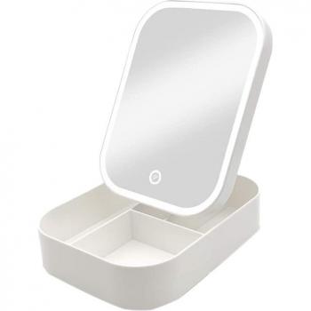 LED Cosmetic Mirror Organizer with Foldable Design