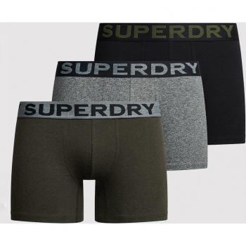 Pack de 3 boxers Superdry en coton bio - Kaki, Noir, Gris