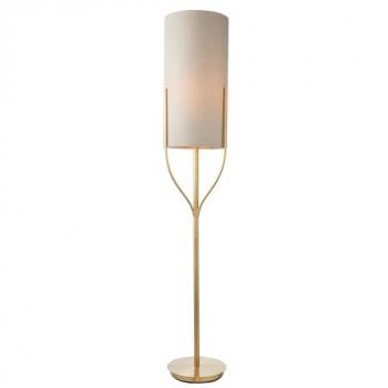 Netlighting Fraser Base & Shade Floor Lamp Satin Brass Plate, Natural Linen Mix Fabric