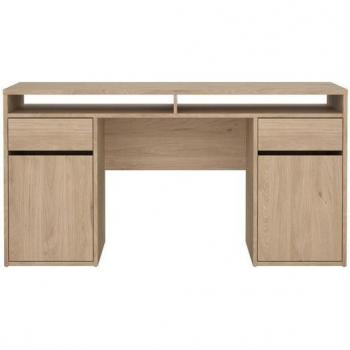 Ebuy24 Schreibtisch FunctionPlus mit 2 Türen und 2 Schubladen in Nussbaum