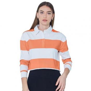 Y/D Cotton Oversized Cropped Long Sleeve Polo Top