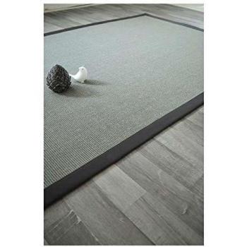 Tapis sisal Yucatan Gris Acier ganse Coton Anthracite - 160 x 230 cm
