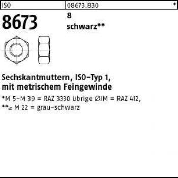 Reyher 100er Pack Sechskantmutter M20 x 2,8 mm ISO 8673 – schwarz Stahl