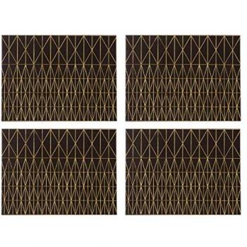 Geome Luxe: Set of Four Black and Gold Prism Placemats
